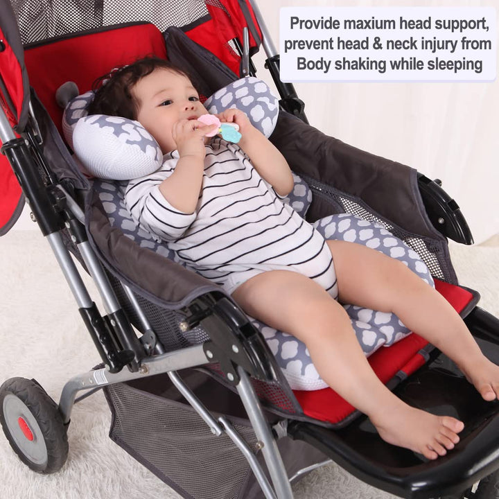 Head and Body Support Pillow with Neck Support for Baby Car Seat and Strollers, Cloud