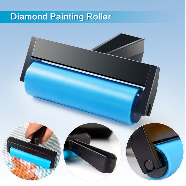 Diamond Painting Accessories,Diamond Painting Tools with Cute Blue Roller and Diamond Embroidery Box for DIY Diamond Painting Art
