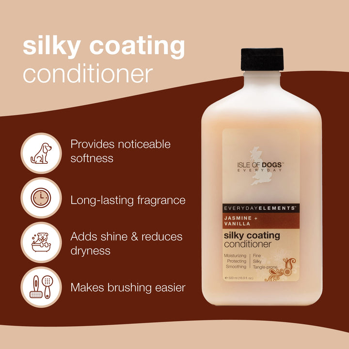 - Everyday Elements Silky Coating Conditioner For Dogs - Jasmine + Vanilla - Moisturizing Pet Conditioner With Aloe Leaf Juice For A Softer, Shinier Coat - 16.9 Oz, (711-16oz)