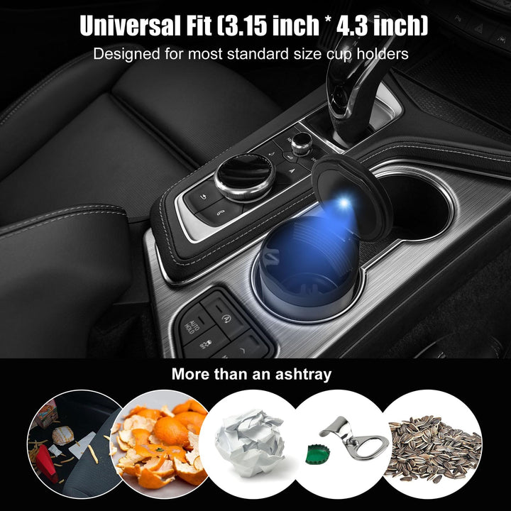 Car Ashtray, Portable Ashtray for Car, Detachable Smokeless Ash Tray, Stainless Steel Automotive Ashtrays with Lid, Cup Holder Ashtray, Travel Ashtray, Cigarette Ashtray, Car Trash Can Trash Bin