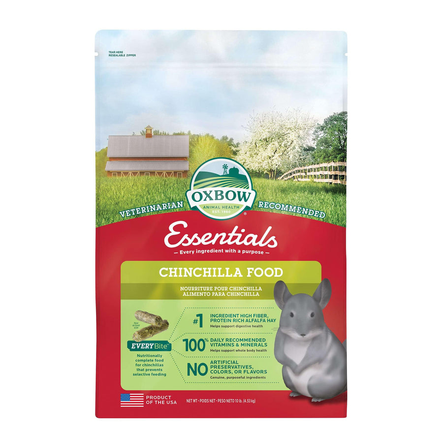 Essentials Chinchilla Food, Made with Alfalfa, Vitamin & Mineral Rich Food for Chinchillas, Small Animal Pet Pellets, Made in USA, High Fiber, 10 lb Bag