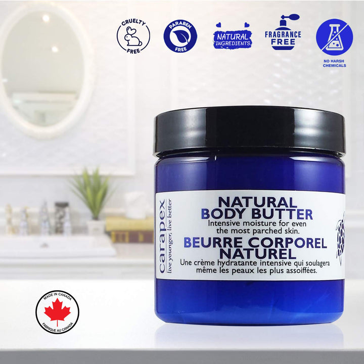 Natural Body Butter, Heavy Duty Hand Cream, Intensive for Extremely Dry Skin, Super Dry Hands, Cracks, Chapped Hands, Unscented, Paraben Free, 4oz