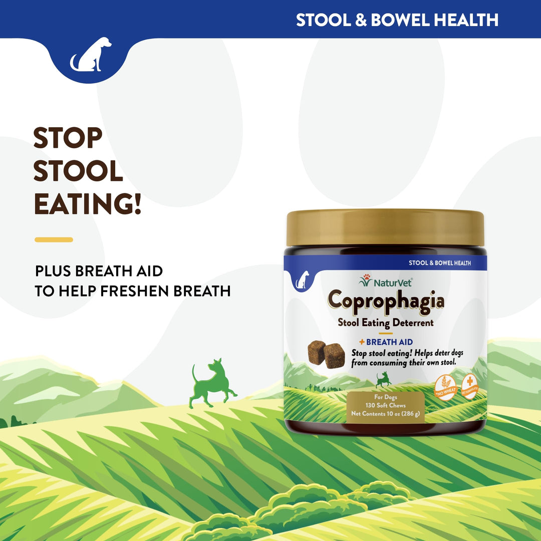 – Coprophagia Stool Eating Deterrent – Deters Dogs from Consuming Stool – No Poop Eating for Dogs - Enhanced with Breath Aid Freshener, Enzymes & Probiotics – 130 Soft Chews