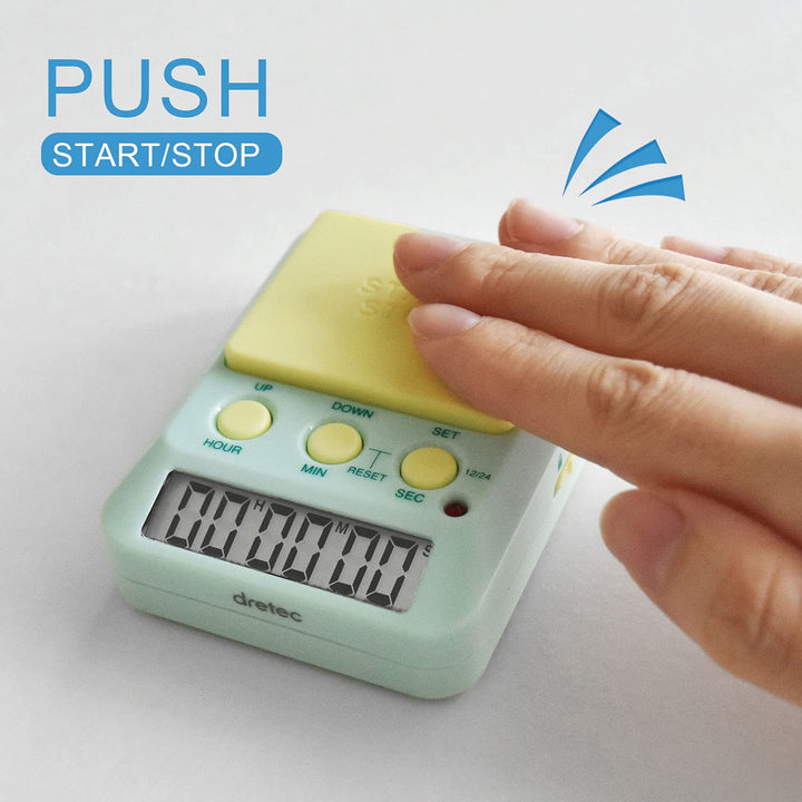 Learning Timer, for Studying, Large Button, Count Function Until The Target Date, Green, Yellow, Officially Tested in Japan(1 Starter AAA Battery Included)
