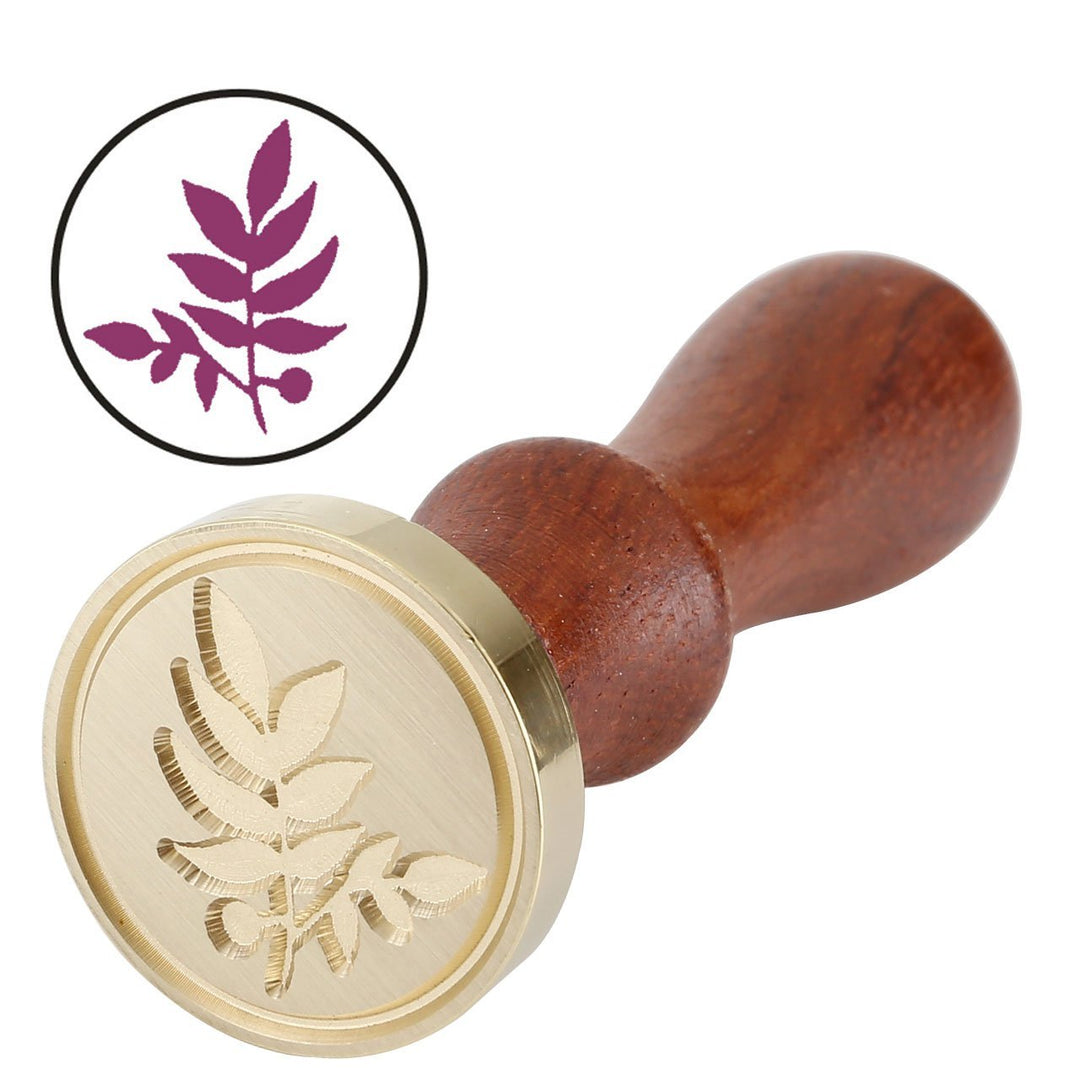 Wax Seal Stamp, Vintage Botanical Rosemary Brass Head Wooden Handle Removable Sealing Stamp