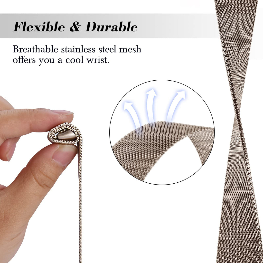 Compatible with Fitbit Charge 5 Bands Sets, 2 Pack Stainless Steel Metal Band + Mesh Woven Wristband Replacement Strap for Fitbit Charge 5 Advanced Fitness & Health Tracker (Silver)