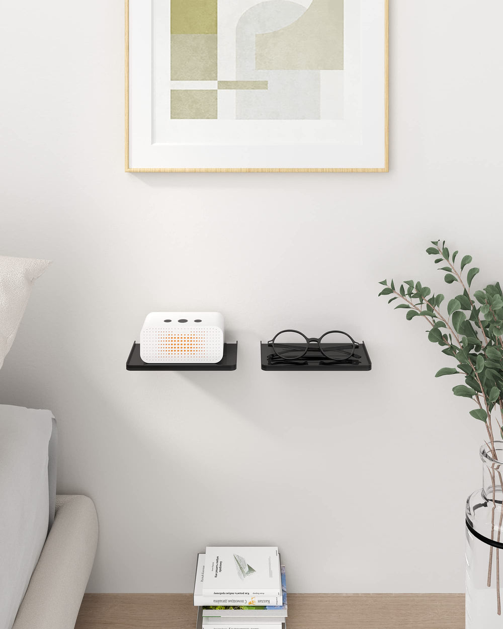 2 Pack Adhesive Wall Shelf, Stick on Shelf, Bedside Wall Shelf, Wet Wipes Holder, Bedside Shelf Wall Mount, Phone Holder for Wall, Acrylic Outlet Shelf for Bedroom, Bathroom, Toilet, Office