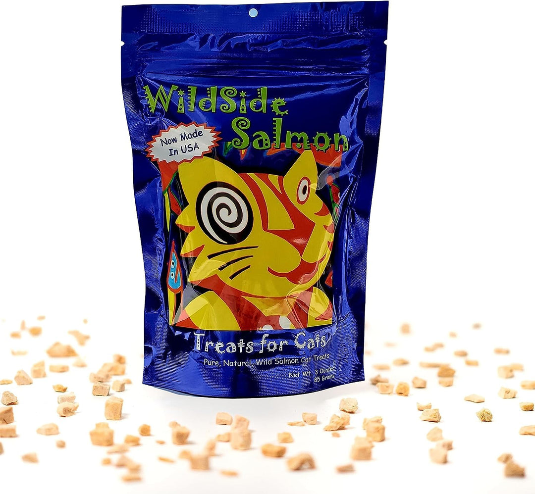 WildSide Salmon - 100% Wild Alaskan Salmon Freeze Dried Cat Treats - Healthy Training Treat - 3oz (3 Pack)