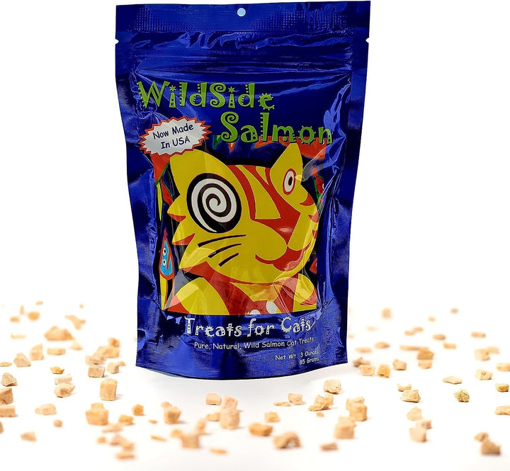 WildSide Salmon - 100% Wild Alaskan Salmon Freeze Dried Cat Treats - Healthy Training Treat - 3oz (3 Pack)