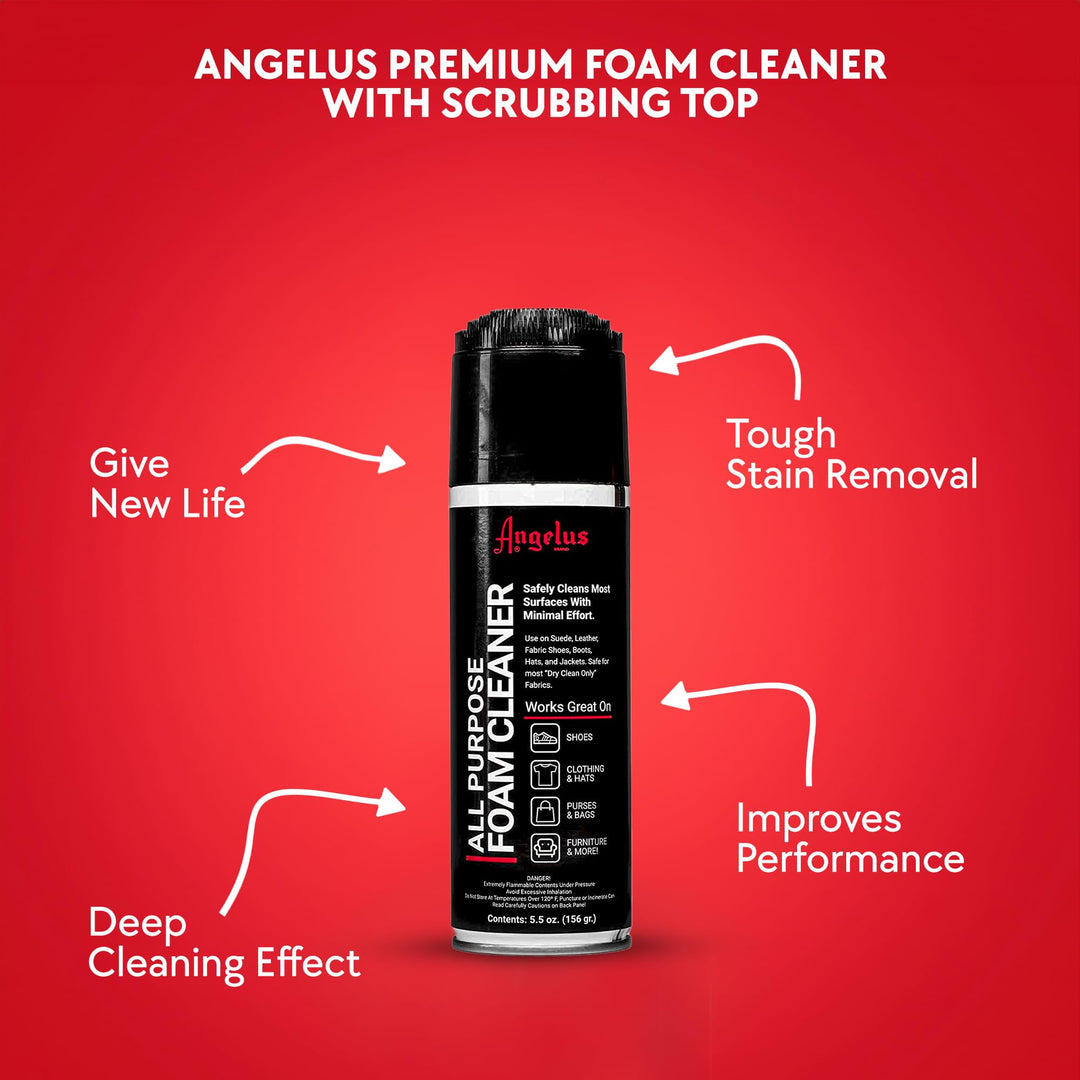 All Purpose Foam Cleaner for Shoes, Sneakers, Hiking Boots, Car Seats, Hats, Accessories - 5.5oz with Scrubbing Brush Top