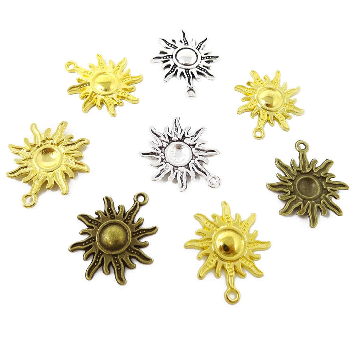 30PCS Antique Alloy Sun Charms Pendant DIY Craft Jewelry Making Accessory
