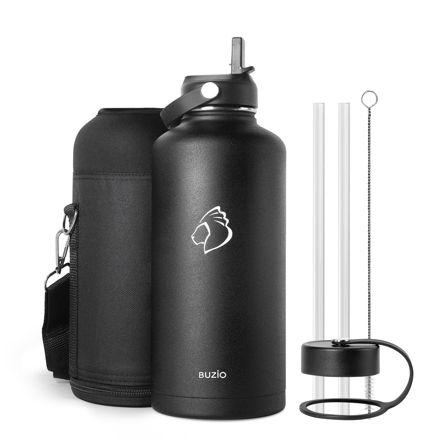 Vacuum Insulated Stainless Steel Water Bottle 87oz (Cold for 48 Hrs/Hot for 24 Hrs) Half Gallon BPA Free Double Wall Travel Mug/Flask for Outdoor Sports Hiking, Camping, Running, Black