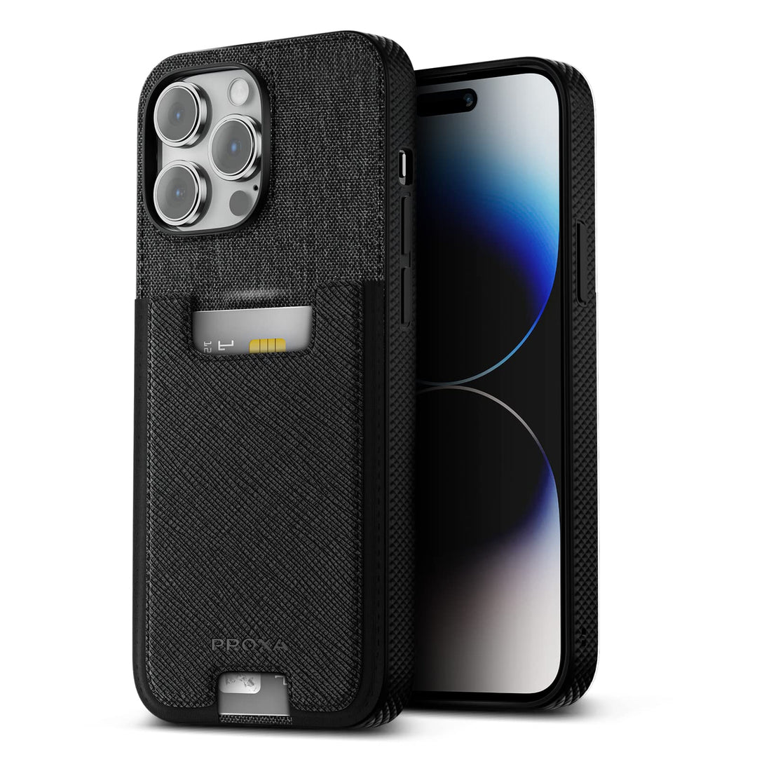 Slim Card Case for iPhone 14 Pro– Wallet Case with Card Holder Slots – Up to 5 Cards – Protective & Scratchproof – Compatible with iPhone 14 Pro 6.1 inch – Classic Black