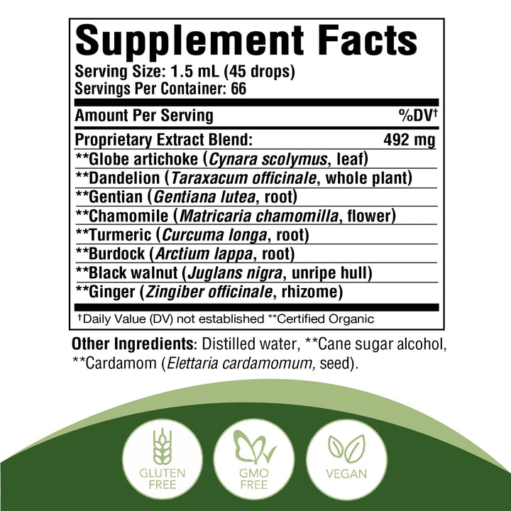 - Digestive Bitters 100ml - Herbal Supplements - Organic, Non GMO, Vegan, Gluten Free, Dairy Free
