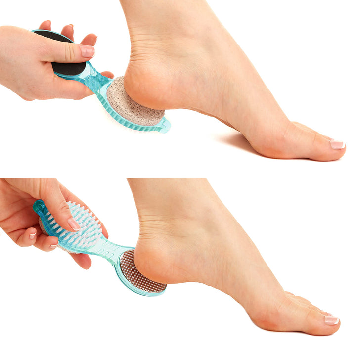 Simply Foot 4-in-1 Foot Paddle – Include Metal Foot Rasp, Pumice Stone, Foot Brush, and Abrasive Surface – Easy to Use Foot Care Tools for DIY Pedicures – Ideal for Men and Women