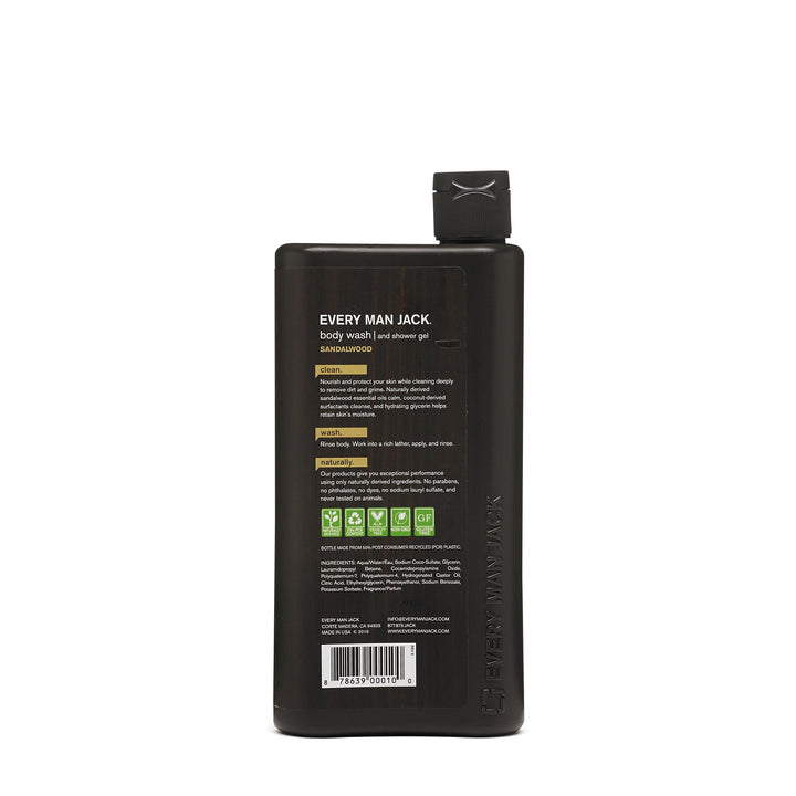 Everyman Body Wash Shower Gel, Sandalwood, 16.9 Fl Oz (91297)