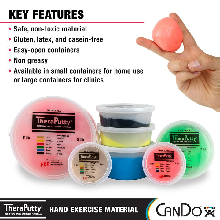 (180ml, Red: Soft) - TheraPutty Standard Exercise Putty, Red: Soft, 180ml