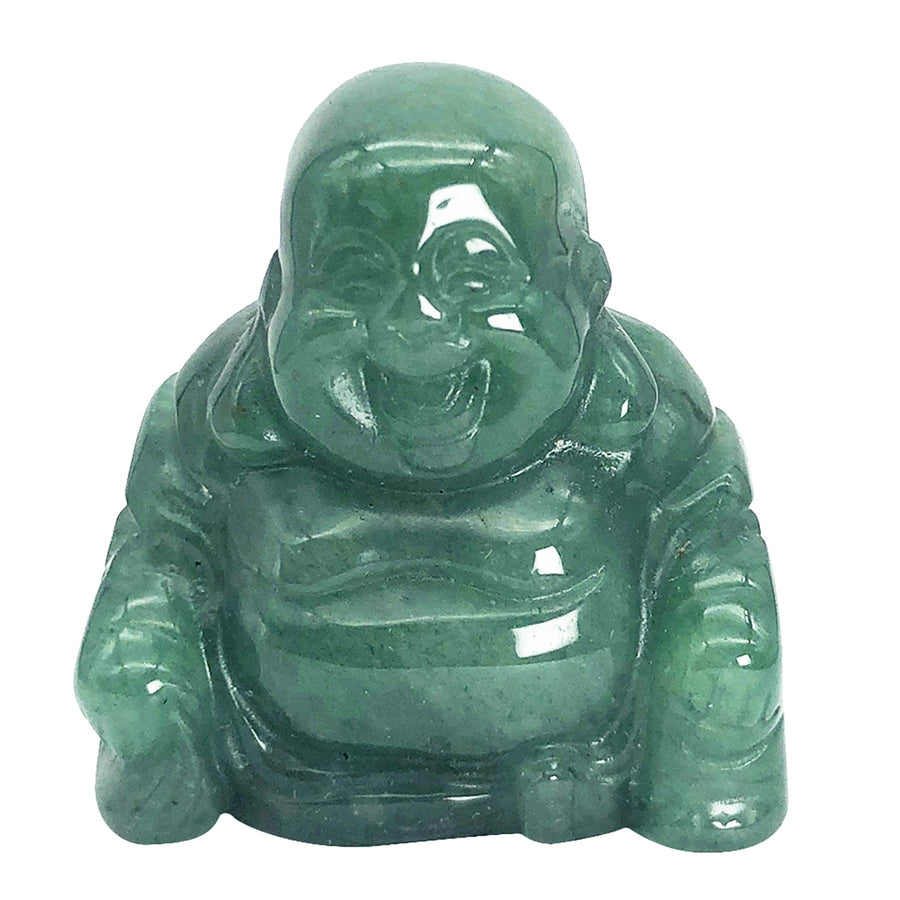 Green Aventurine Happy Buddha Statue, Hand Carved Maitreya Laughing Buddha Figurine Sculpture Pocket Healing Crystal 1.5(40mm)