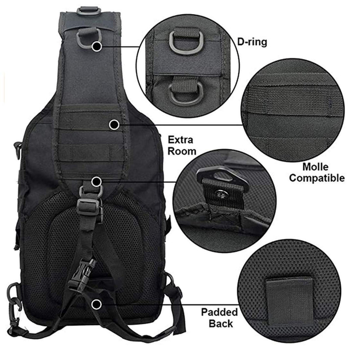 Tactical Sling Bag Pack Military Assault Rucksack Shoulder Bag Backpack Chest Pack Handbag Waterproof for Travel Hiking Camping Trekking Exploring Fishing Hunting