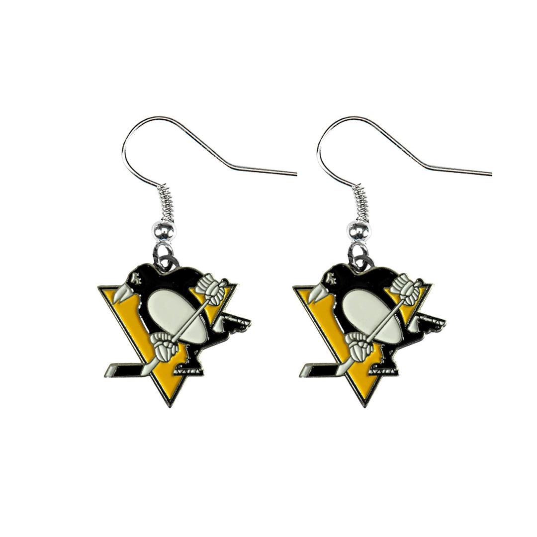 Aminco NHL Pittsburgh Penguins Logo Dangler Earrings, Size 2.5