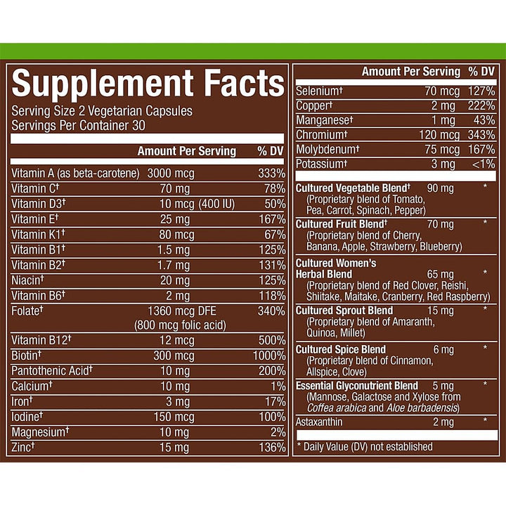 Fermented Whole Food WomenaTMs 50+ Multivitamin (60 Vegetarian Capsules)