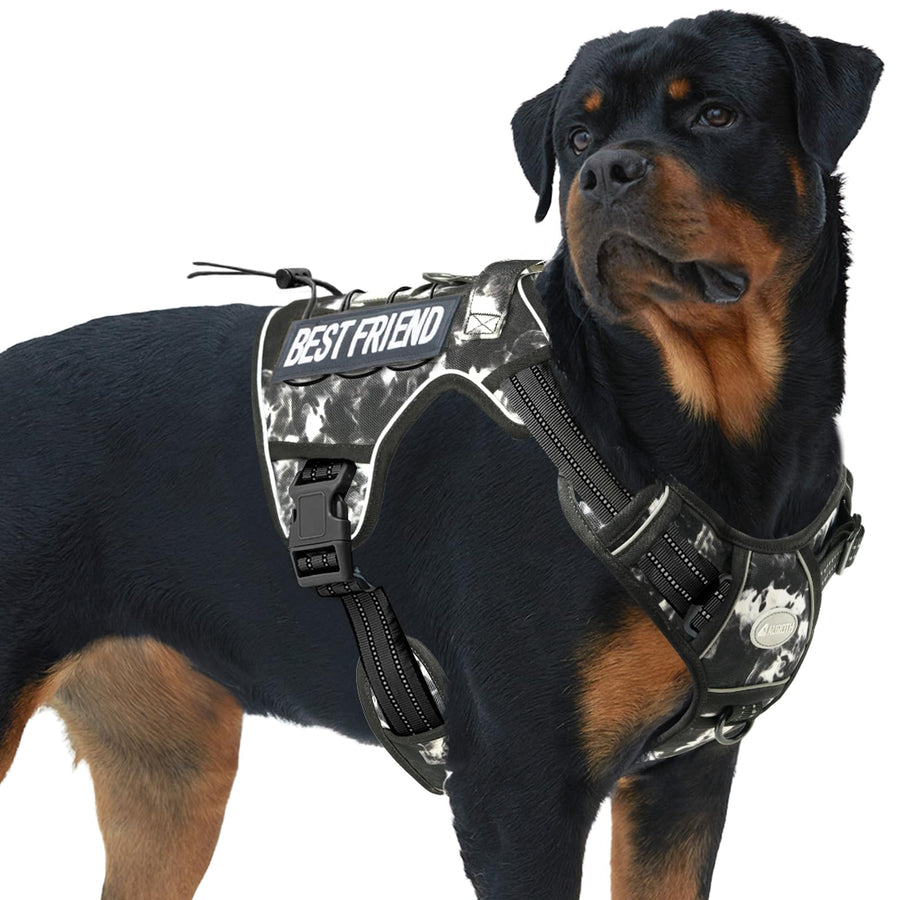 Tactical Dog Harness for Small Medium Large Dogs No Pull Adjustable Pet Harness Reflective K9 Working Training Easy Control Pet Vest Military Service Dog Harnesses (XL, Black Ink)