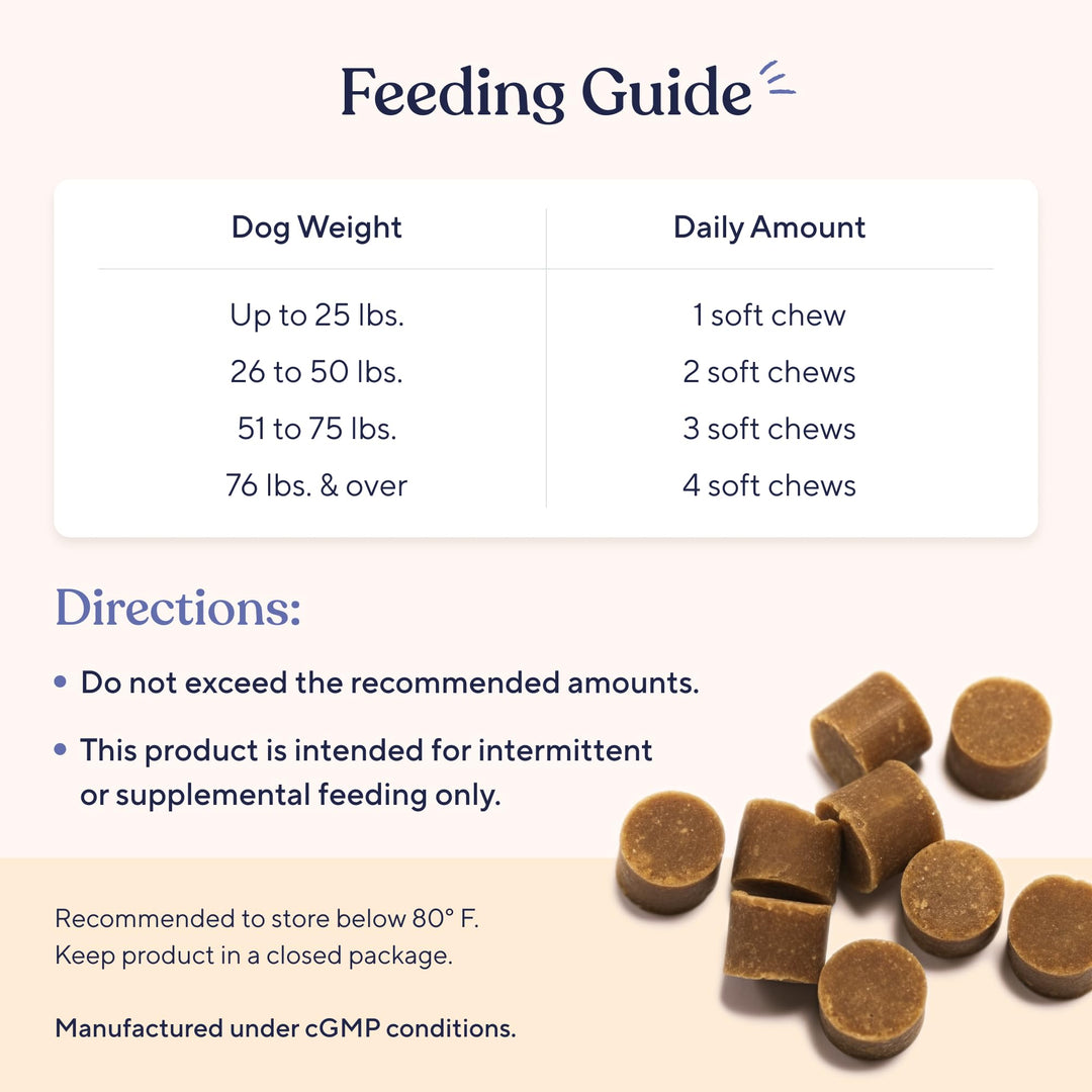 Calming Chews for Dogs | Natural Dog Calming Chews - Supports Relaxation and Calm Behavior | Helps with Thunder, Separation, Chewing & Barking | Soothing Aid for Fireworks - 30 Turkey Treats