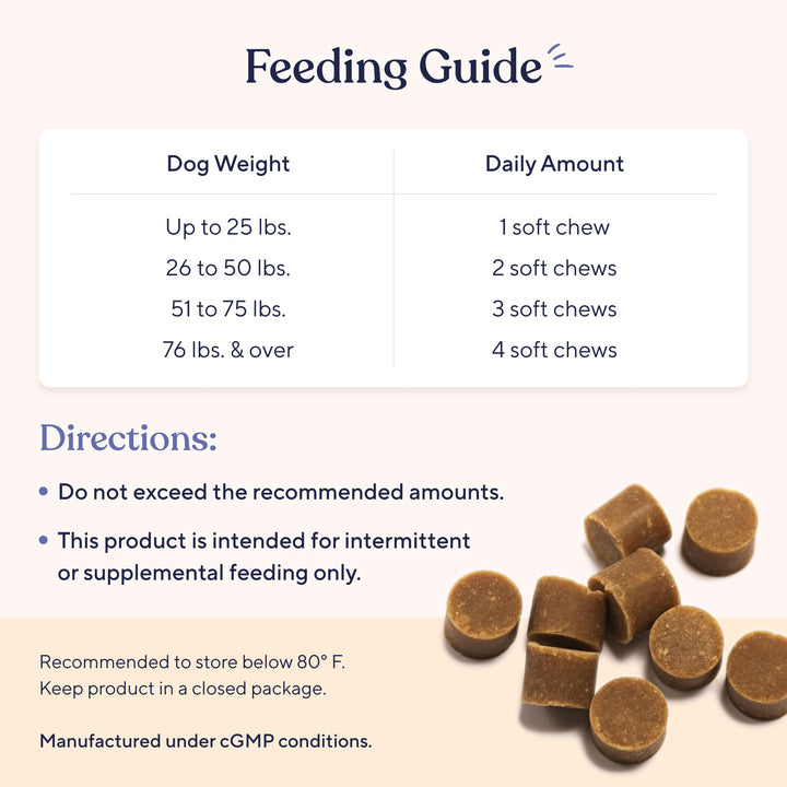 Calming Chews for Dogs | Natural Dog Calming Chews - Supports Relaxation and Calm Behavior | Helps with Thunder, Separation, Chewing & Barking | Soothing Aid for Fireworks - 30 Turkey Treats