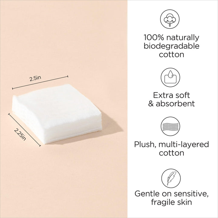 100% Facial Cotton Squares, Pack of 100, DEE065