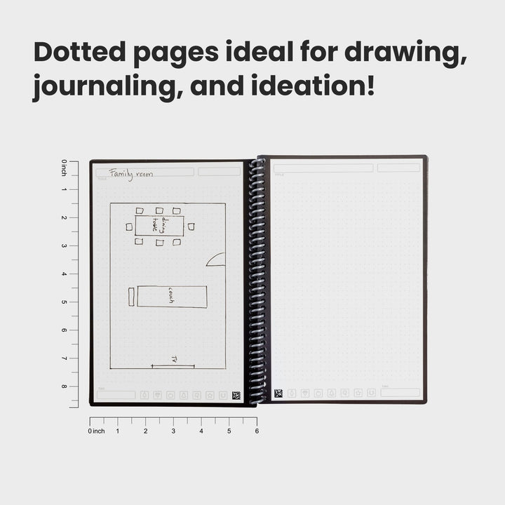 Core Reusable Spiral Notebook, Executive Size 6x8.8, Gray - Dotted Pages, App-Connected, Erasable, Durable Cover, Ideal for School, Work, and Creative Projects
