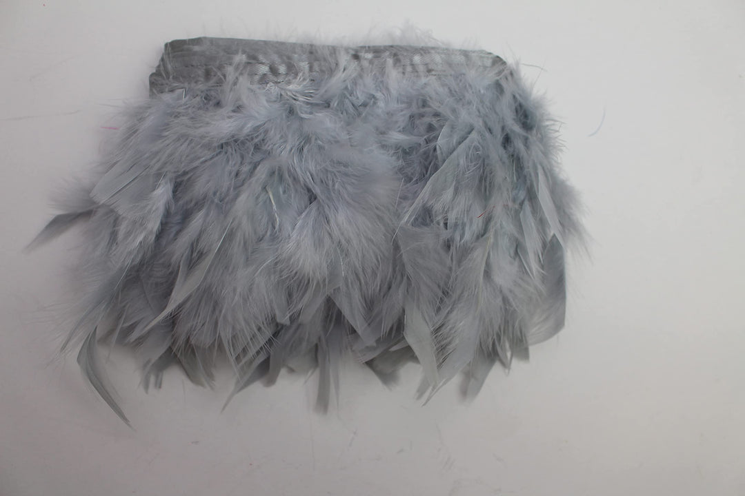 2 Yard Long Turkey Chandelle Turkey Fluff Feather Fringe Trim,Dress Sewing Clothes Accessories. 6-7 Height Garment Accessories Feather DIY (Grey)
