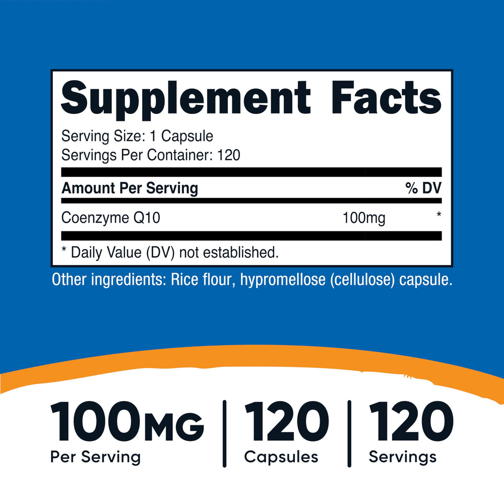 CoQ10 100mg, 120 Vegetarian Capsules, 120 Servings - High Absorption, Vegetarian, Non-GMO, Coenzyme Q10