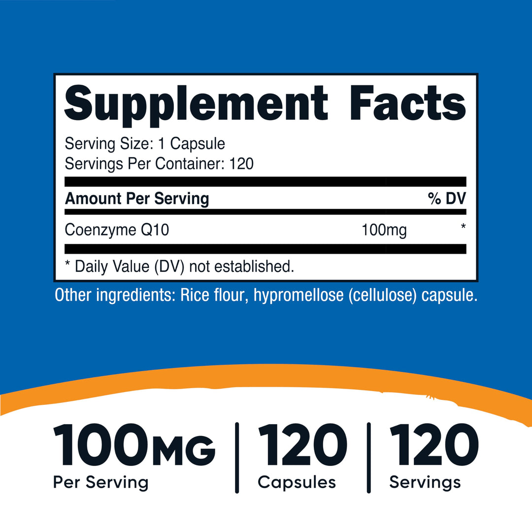 CoQ10 100mg, 120 Vegetarian Capsules, 120 Servings - High Absorption, Vegetarian, Non-GMO, Coenzyme Q10