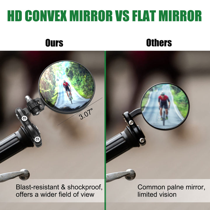 Bike Mirror, Wide Angle HD Safety Bar End Bike Mirror,Blast-Resistant Aluminum 360°Rotatable Bicycle Mirrors Handlebar Rearview Mirror