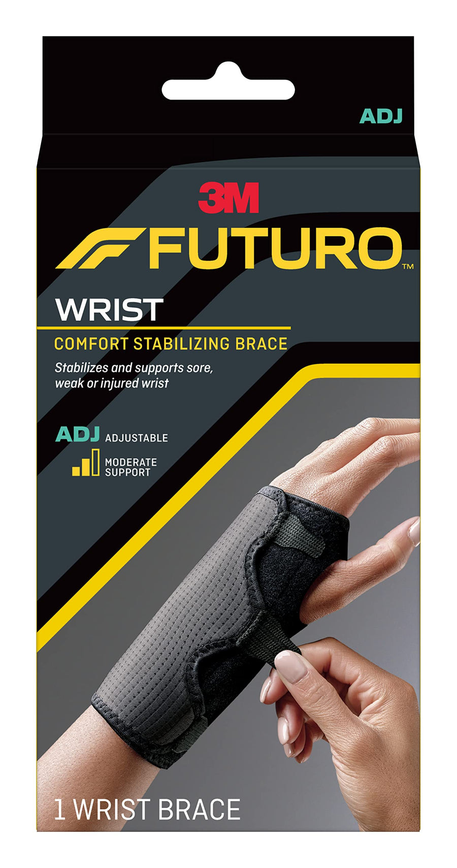 FUTURO Comfort Stabilizing Wrist Brace, Helps Support Sprains, Strains, and Symptoms of Carpal Tunnel Syndrome, One Size