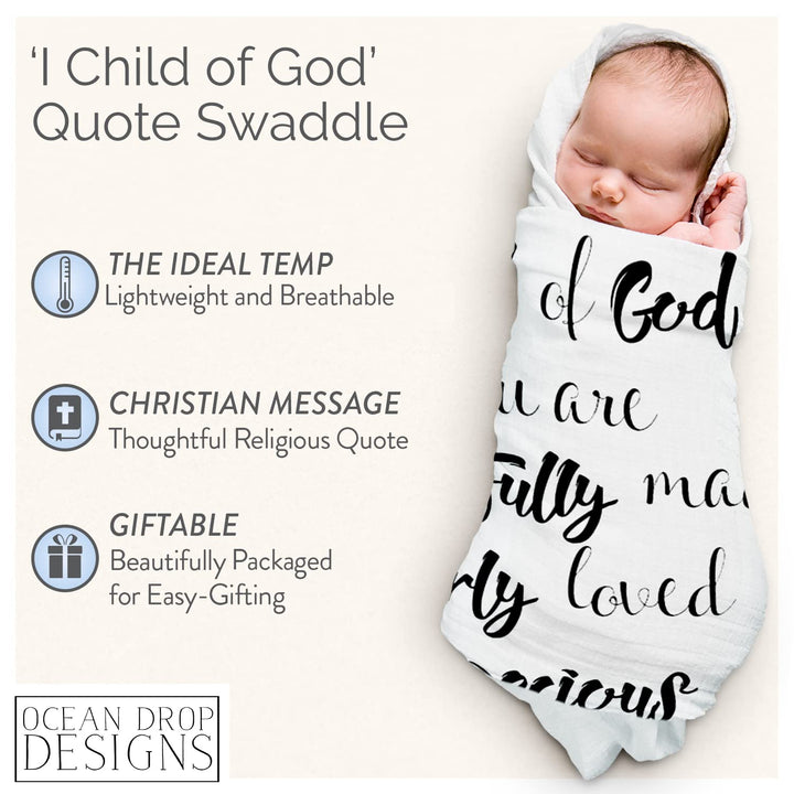 Muslin Swaddle Blankets - Baby Gifts for Boys & Girls - Gender Neutral Christian Newborn Gifts
