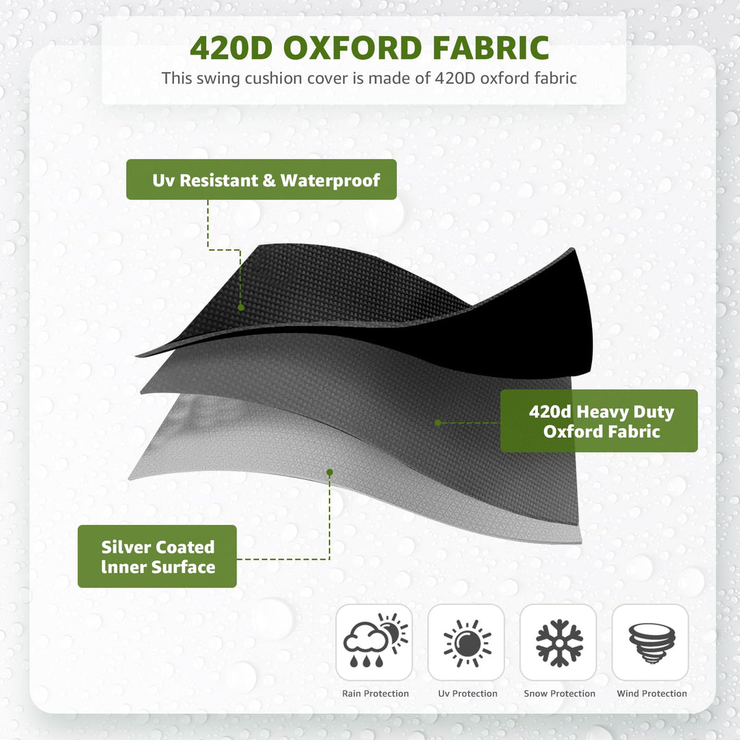 Patio Swing Cushion Cover Replacement Waterproof Outdoor Swing Seat Cover 3 Seater Dustproof Protective Covers for 3 Seat Garden Swing Chair Cushions (Only Cover, No Cushion) 59x59x4 Inch