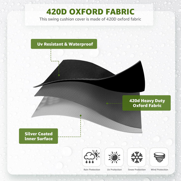 Patio Swing Cushion Cover Replacement Waterproof Outdoor Swing Seat Cover 3 Seater Dustproof Protective Covers for 3 Seat Garden Swing Chair Cushions (Only Cover, No Cushion) 59x59x4 Inch