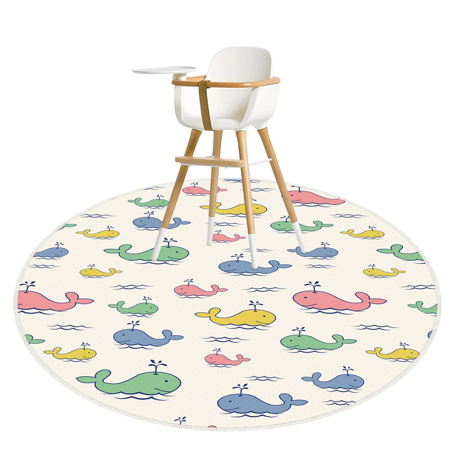 Splat Mat for Under High Chair 43.3, Waterproof Anti Slip with No Layering Design Splash Mat for Art/Crafts/Playtime on Floor or Table, Reusable Eating Mess Mat Spill Mat Floor Protector