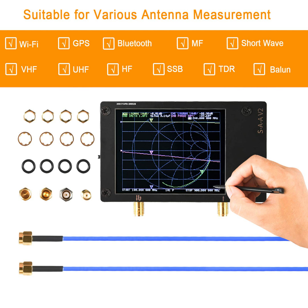 NanoVNA S-A-A-2 V2 Vector Network Analyzer 10KHz~3GHz HF VHF UHF Antenna Analyzer 2.8 inch, Measuring Duplexer, S Parameters, Voltage Standing Wave Ratio, Phase, Delay, Smith Chart Nano VNA