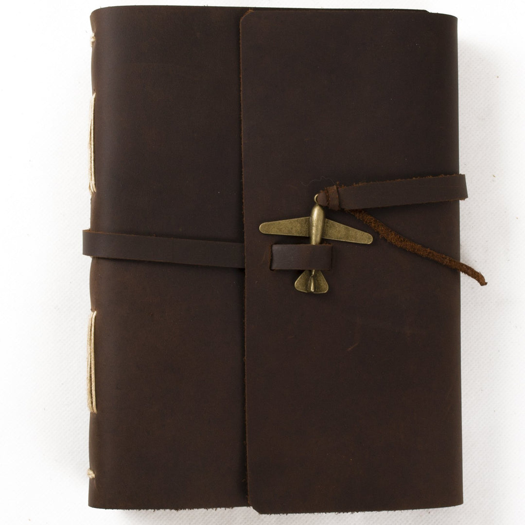 Leather Journal Diary Notebook A5 With Airplane by Handmade Blank Craft Paper with Gift Box (A5-Airplane-Blank craft paper)