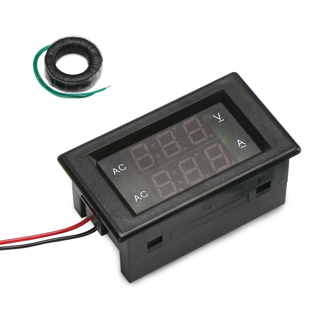 Volt Amp Meter, AC 500V 200A Digital Voltmeter Ammeter Panel, 0.39 Inches LED 2in1 Multimeter, 2-Wire Voltage Amperage Tester Gauge with Current Transformer