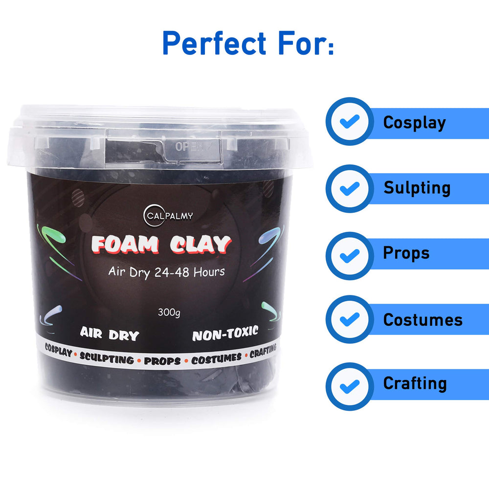 Moldable Cosplay Foam Clay (Black) – High Density and Hiqh Quality for Intricate Designs | Air Dries to Perfection for Cutting with a Knife or Rotary Tool, Sanding or Shaping
