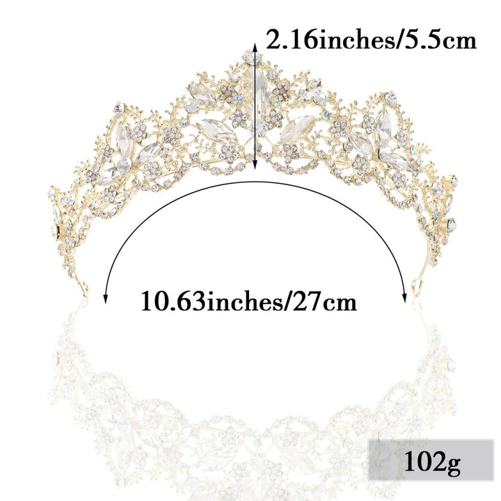 Wedding Hair Accessories Bride Crowns Flower Queen Tiaras Headpiece for Women (Gold)