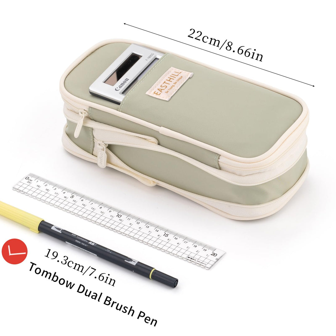 Big Capacity Pencil Case Large Pencil Pouch Stationery Pen Bag for Teen Girls-Green