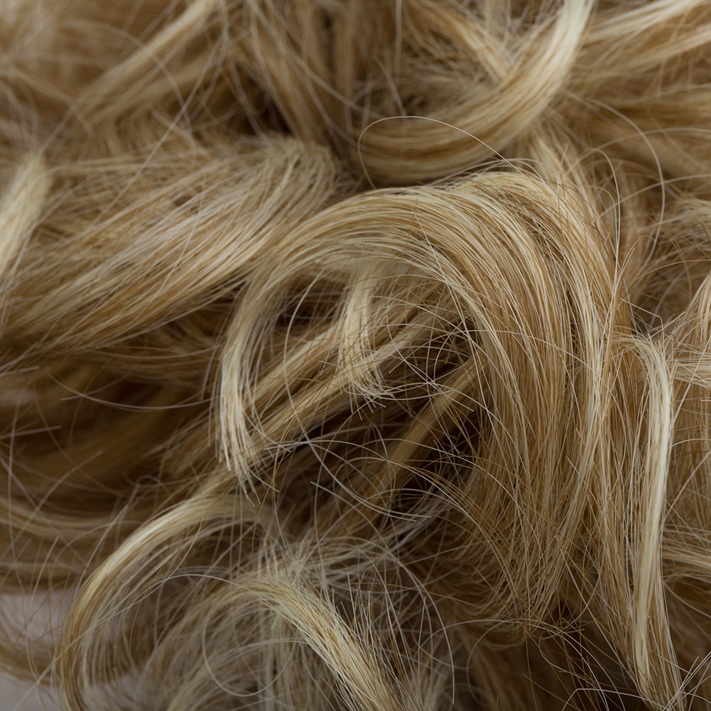 Messy Bun Hair Piece Scrunchy Updo Hair Pieces for Women Fluffy Wavy Hair Bun Scrunchies Donut Hairpiece Synthetic Chignons With Elastic Rubber Band Light Ash Brown to Bleach Blonde 1 pc