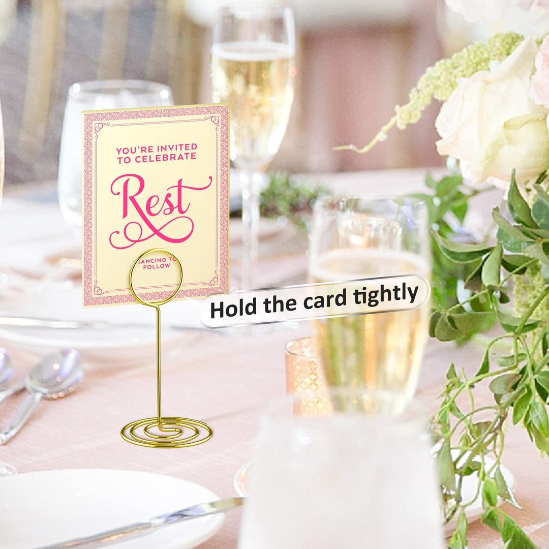 40pcs Gold Table Number Holders, 3.3 Inch Place Card Holder Cute Table Card Holders for Picture Photo, Food Signs Memo Name Note Table Number Stands Ideal for Wedding, Restaurants, Anniversary Party