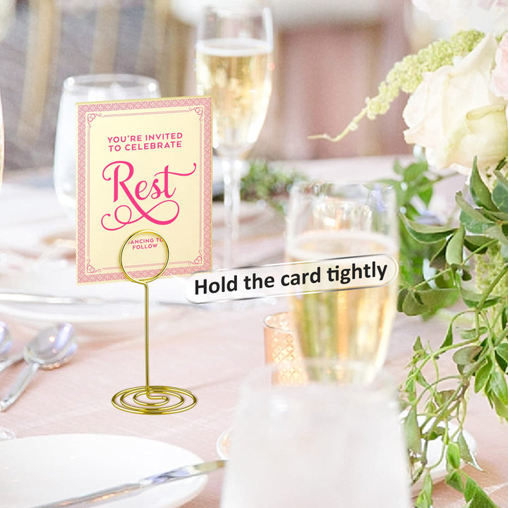 40pcs Gold Table Number Holders, 3.3 Inch Place Card Holder Cute Table Card Holders for Picture Photo, Food Signs Memo Name Note Table Number Stands Ideal for Wedding, Restaurants, Anniversary Party