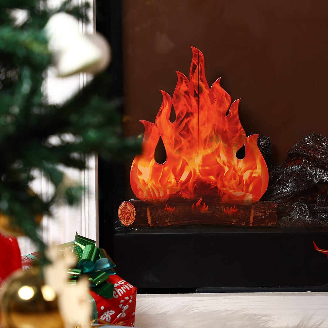 3D Decorative Cardboard Campfire Centerpiece Artificial Fire Fake Flame Paper Party Decorative Flame Torch (2 Set)