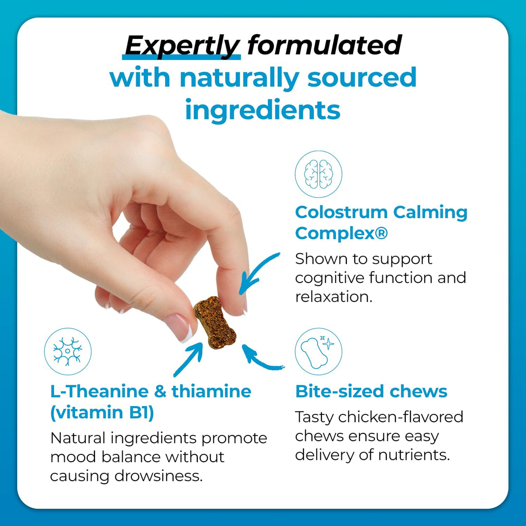 Composure Calming Treats for Small Dogs and Puppies Anxiety, Separation Stress, Thunder and Barking - Yummy Chews Pets Love, 30 Chews